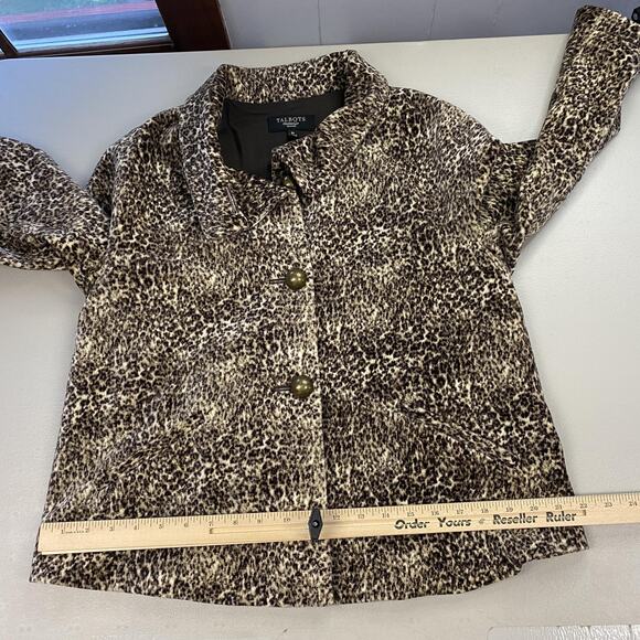 Talbots Velour Skirt Suit Womens 8P Brown Animal Print Jacket Skirt Set 8 Petite - Picture 7 of 16